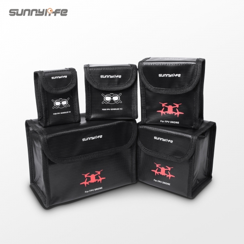 Sunnylife 适用于DJI FPV飞行器飞行眼镜V2电池防爆袋 锂电安全阻燃收纳包  耐高温防辐射保护配件