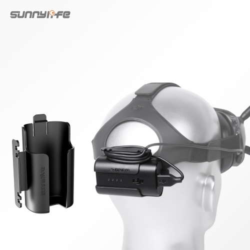 Sunnylife适用于DJI FPV飞行眼镜V2电池挂扣钩头带背夹 带绕线器便捷充电保护外壳电池盒 穿越机配件