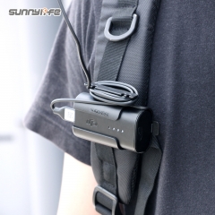 Sunnylife适用于DJI FPV飞行眼镜V2电池挂扣钩头带背夹 带绕线器便捷充电保护外壳电池盒 穿越机配件