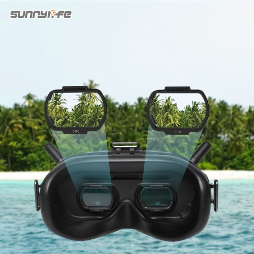 Sunnylife适用于DJI FPV飞行眼镜V2近视眼镜片 视力矫正100-800度非球面树脂镜片便携穿越机配件