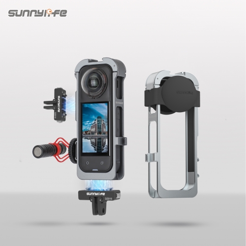 Sunnylife Insta360X5金属磁吸兔笼扩展边框冷靴硅胶镜头罩保护壳