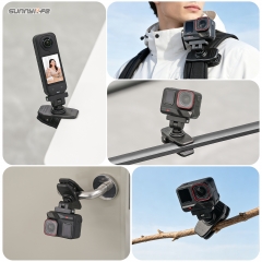 Sunnylife Insta360 X4 Air/X5/Ace/Ace Pro 2/1可调节快拆背包夹鳄鱼夹磁吸支架